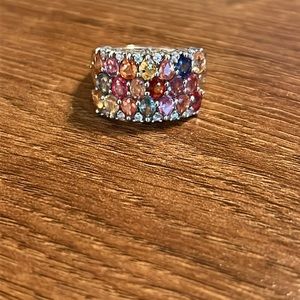 Sterling silver multi gemstone ring